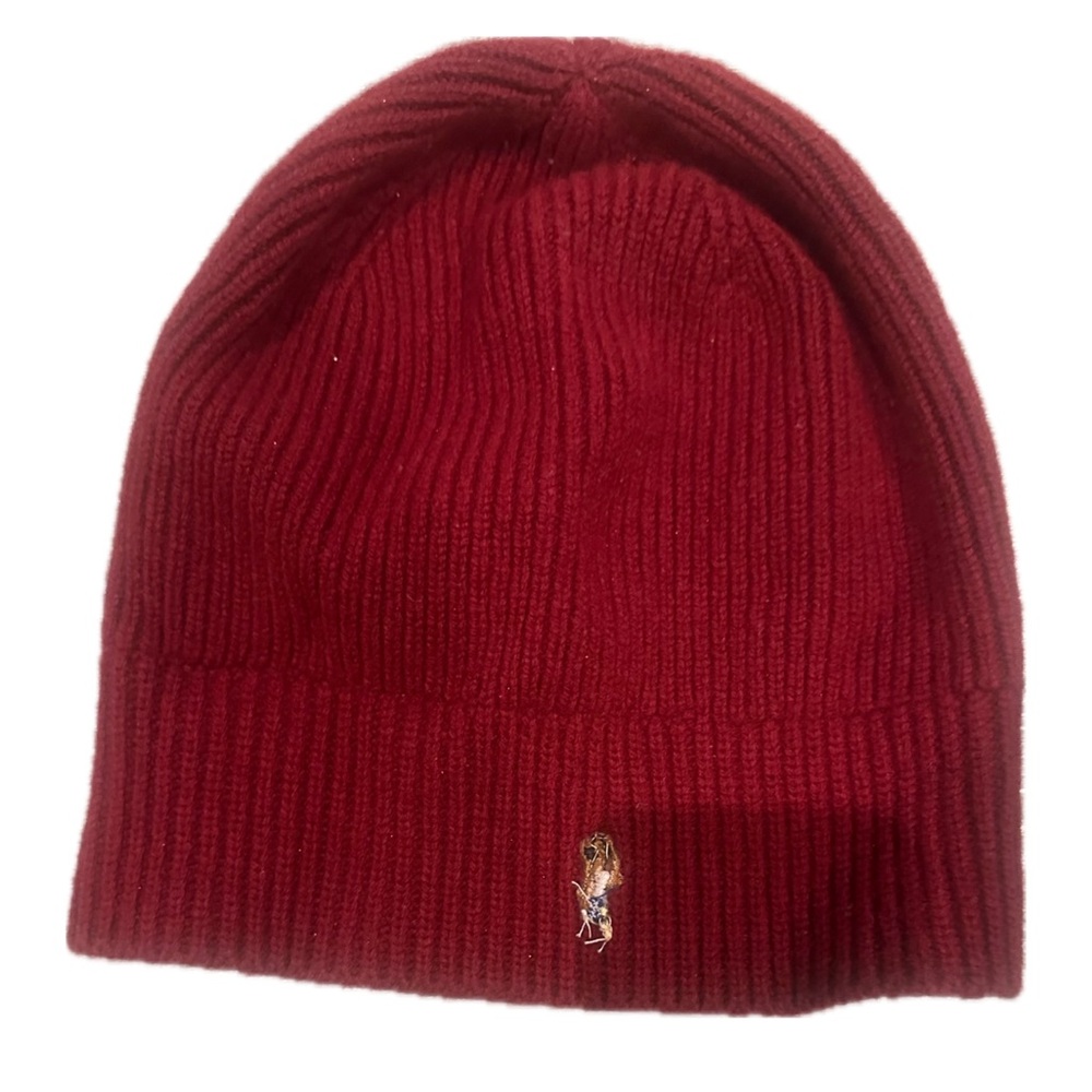 Polo Red Ribbed Knit Beanie